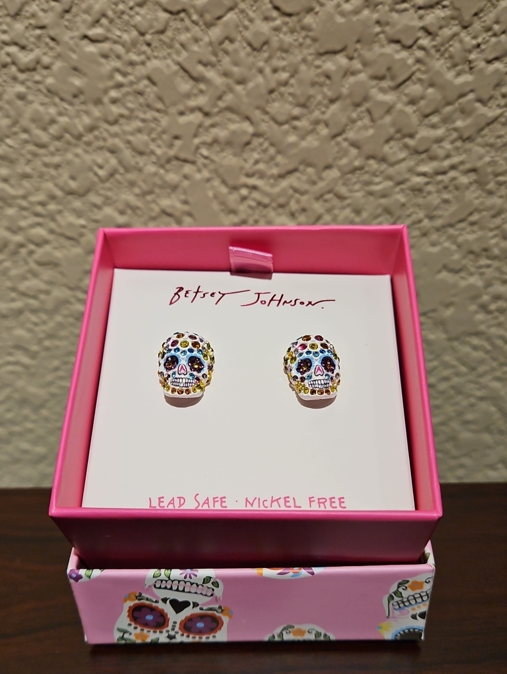 Betsey Johnson Sugar Skull Stud Earrings